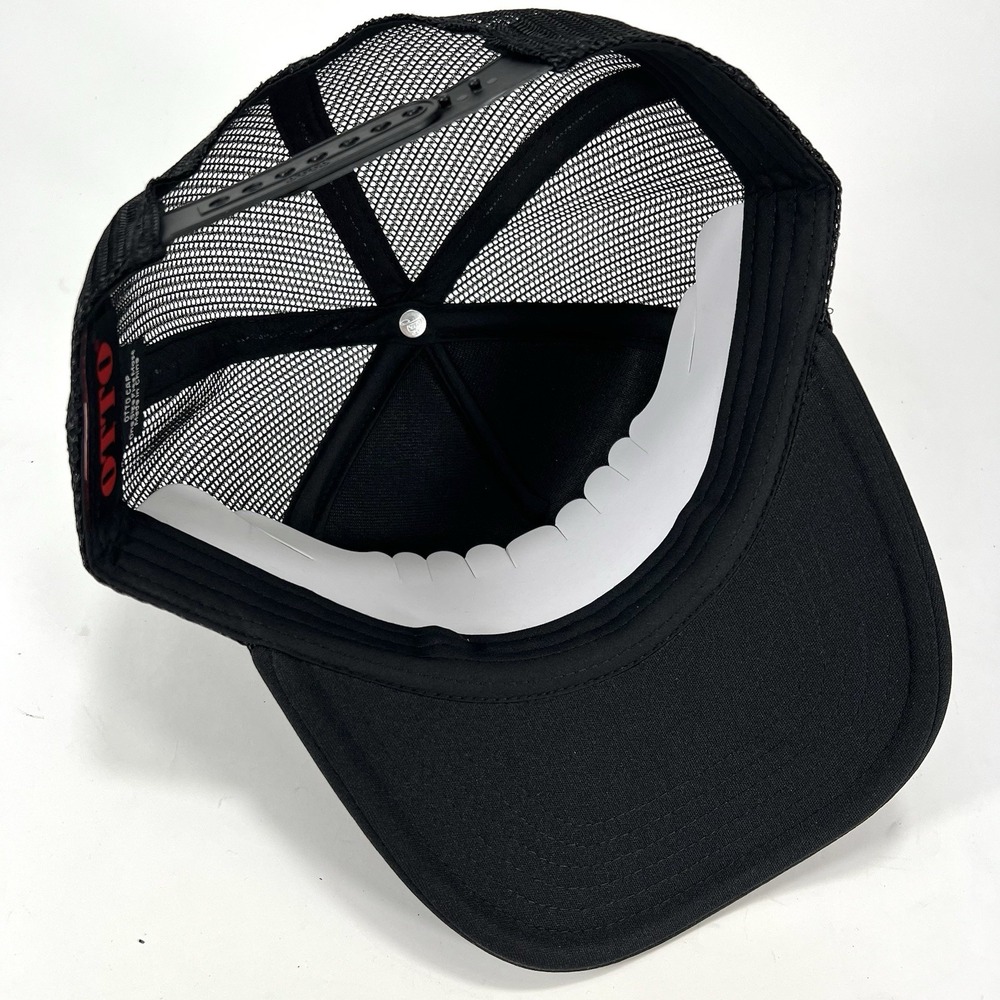 Van's Black & White Trucker Mesh Style Snap Back Hat/Cap with Cord by Otto - Picture 3 of 5